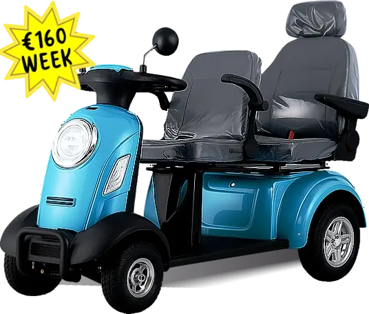 Rent a stylish vintage double mobility scooter in Los Cristianos with Star Mobility. Perfect for couples who want comfort, safety, and a touch of classic design while exploring Tenerife